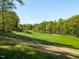 Scenic golf course view, surrounded by mature trees and lush green fairways at 4912 Sunset Forest Cir, Holly Springs, NC 27540