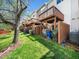 Exterior view showcasing wood decks and fenced yard offering privacy and outdoor living space at 5505 Crabtree Park Ct, Raleigh, NC 27612