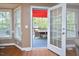 View from inside to the outdoor dining area on the patio at 600 Old Farm Rd Rd, Graham, NC 27253