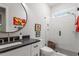 Modern bathroom with glass shower, sleek fixtures, and a contemporary design at 749 Golfers Vw, Pittsboro, NC 27312