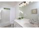Bathroom featuring a single sink vanity, a mirror, and a shower with white shower curtain at 8000 Elderson Ln, Raleigh, NC 27612