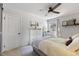 Charming bedroom with a ceiling fan, a carpet, and a closet space at 812 Northclift Dr, Raleigh, NC 27609