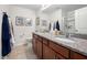 Bathroom features granite counters, and sink, and tiled floor at 1103 Kudzu St, Durham, NC 27713