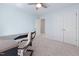 Bedroom featuring carpet, a ceiling fan, closet space, and light blue colored walls at 125 Kelekent Ln, Cary, NC 27518