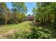 Spacious backyard featuring lush greenery, a patio, and a fire pit for outdoor enjoyment at 2416 W Club Blvd, Durham, NC 27705