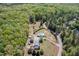A high wide angle aerial view of a country estate with a pool, patio, and outbuildings at 3787 Pleasant Hill Church, Siler City, NC 27344