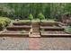 Backyard garden area featuring terraced beds, stone pathways, and lush greenery in a peaceful setting at 3787 Pleasant Hill Church, Siler City, NC 27344