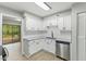 Modern kitchen with white cabinets, granite countertops and stainless steel appliances at 4101 Five Oaks Dr # 40, Durham, NC 27707