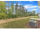 View of the home's backyard featuring a grassy lawn and green trees at 601 Benton Dr, Oxford, NC 27565