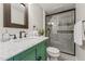 Stylish bathroom with a marble countertop and a glass-enclosed shower at 730 N Harrison Ave, Cary, NC 27513