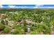 Another neighborhood aerial view of lush green treetops, landscaping, and residential houses at 806 S Second St, Smithfield, NC 27577