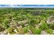 Neighborhood aerial view of lush green treetops, landscaping, and residential houses at 806 S Second St, Smithfield, NC 27577