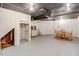 Large basement with white brick and a dining set at 806 S Second St, Smithfield, NC 27577