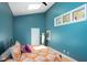 Stylish main bedroom with vaulted ceiling, skylight, and colorful bedding at 1109 Huntington Ave, Durham, NC 27707