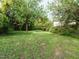 Lush backyard with vibrant green grass and mature trees, providing a serene and private outdoor space at 1116 Holburn Pl, Raleigh, NC 27610