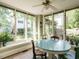 Cozy breakfast nook surrounded by windows offering views of the lush backyard at 1811 Park Dr, Raleigh, NC 27605