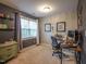 Bright office space with patterned accent wall, natural light and modern decor at 198 Shadowbark Dr, Garner, NC 27529