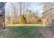 Spacious backyard with lush lawn and mature trees offers a private outdoor retreat at 2000 Monthaven Dr, Wake Forest, NC 27587