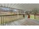 View of back deck with wood flooring and open railings looking out to the backyard at 2670 Turner Rd, Mebane, NC 27302