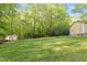 Spacious backyard with lush lawn and storage shed at 2900 Old Trafford Way, Raleigh, NC 27606
