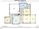 Floor plan of the first story of home featuring the kitchen, dining, living room, and bedroom at 30 Mist Wood Ct, Pittsboro, NC 27312