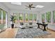 Bright office space featuring hardwood floors, lots of natural light, and stylish decor at 30 Mist Wood Ct, Pittsboro, NC 27312