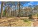 Large backyard with mature trees, open grassy area, and a glimpse of the wooden deck at 3100 Greenville Loop Rd, Wake Forest, NC 27587