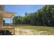 View of the back porch on a new construction home, with lush greenery filling the background, on a sunny day at 317 Hampshire Court, Four Oaks, NC 27524