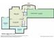 Finished lower level plan with Gathering and billiard rooms, garage, and patio at 32430 Archdale, Chapel Hill, NC 27517