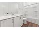 Modern bathroom with a white vanity, chrome fixtures, and a combined bathtub and shower at 502 Gainer Dr # 2, Raleigh, NC 27610