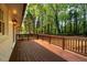Spacious wooden back deck overlooking a lush, wooded backyard, perfect for outdoor entertaining at 5312 Woodsdale Rd, Raleigh, NC 27606