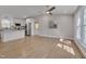 Bright and airy living room flows into a modern kitchen with stainless appliances at 6105 Bellow St, Raleigh, NC 27609