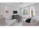 Bright living room with white walls, modern furnishings, and large windows at 700 W North St # 101, Raleigh, NC 27603