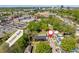 Aerial view shows the property's location relative to downtown and the Golden Belt district at 730 Hopkins St, Durham, NC 27701