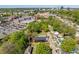 High-angle view of the property, showing its proximity to downtown and urban areas at 730 Hopkins St, Durham, NC 27701