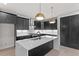Modern kitchen featuring dark cabinets, white countertops, stainless steel appliances, and stylish pendant lighting at 730 Hopkins St, Durham, NC 27701