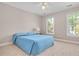 Spacious bedroom featuring two windows, carpet flooring and ceiling fan at 8309 Nantahala Dr, Raleigh, NC 27612