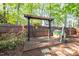The backyard shows a pergola and other landscape features at 906 Ingram Ct, Hillsborough, NC 27278