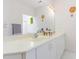 Bright bathroom with a dual sink vanity and stylish decorative sun ornaments at 1011 Wood Sage Dr, Chapel Hill, NC 27516