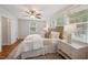 Inviting bedroom with calming decor, natural light, bedside tables, and an open doorway at 1105 Englewood Ave, Durham, NC 27701