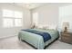 Cozy bedroom with two windows, neutral walls, carpet flooring, and two nightstands with lamps at 140 Clear Water Rd, Louisburg, NC 27549