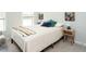 Bedroom with a bed, carpeted floors, two windows, and a lamp on a side table at 140 Clear Water Rd, Louisburg, NC 27549