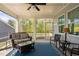 Inviting screened-in porch with wicker seating, ceiling fan, and views of the lush backyard at 158 Sea Foam Dr, Raleigh, NC 27610