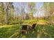 Backyard with a creek and chairs to enjoy the peace and quiet at 1601 Dairyland Rd, Chapel Hill, NC 27516