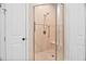 Tiled stand up shower with glass door and built in seat at 1601 Dairyland Rd, Chapel Hill, NC 27516