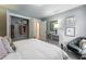 Cozy main bedroom features neutral walls, carpeted floors, stylish decor, and an open closet at 306 White Magnolia Ln, Fuquay Varina, NC 27526