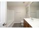 Bathroom with shower and vanity featuring modern fixtures and great lighting at 3623 Bison Hill Ln, Raleigh, NC 27604