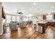Open concept living space showcasing a living room, dining room, and kitchen at 403 Lagoon Ln, Mebane, NC 27302