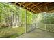 Covered patio overlooking a lush backyard with mature trees at 407 Gooseneck Dr # A2, Cary, NC 27513