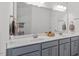 Elegant bathroom with a double vanity, modern fixtures, and plenty of counter space at 421 Long Lake Dr, Fuquay Varina, NC 27526